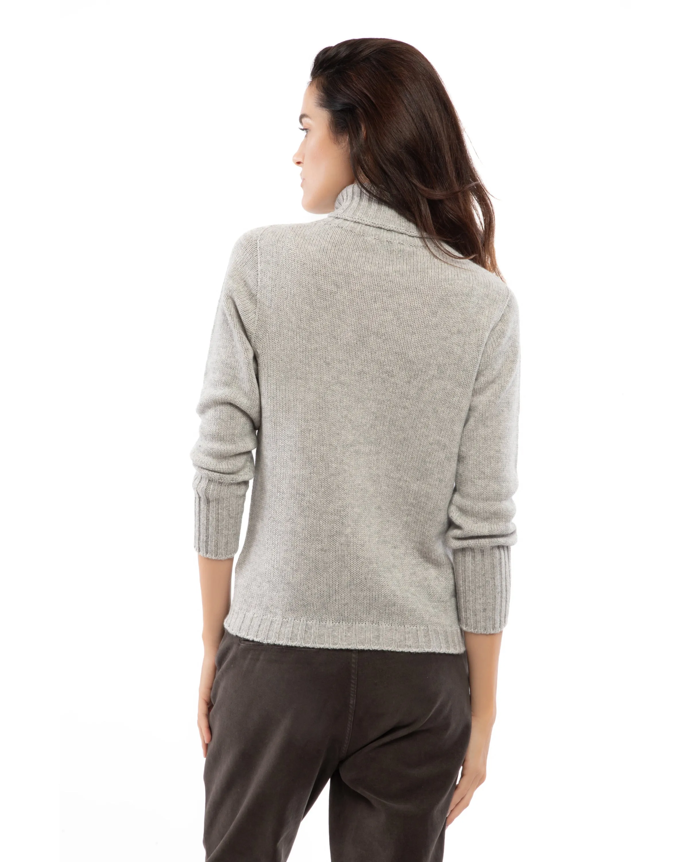 Women's Classic Cashmere Turtleneck Sweater Light Gray