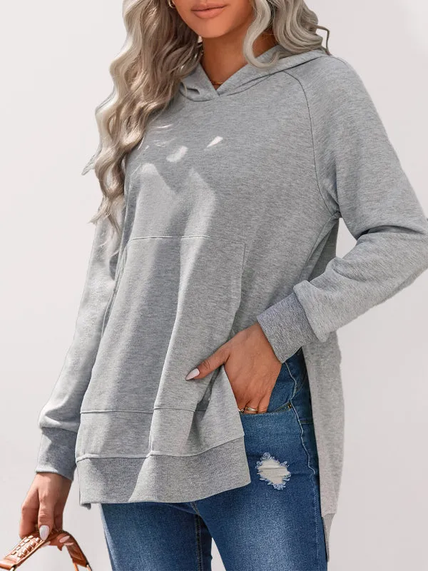 Women's Grey Side Split Hoodie