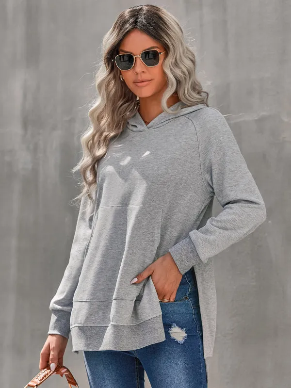 Women's Grey Side Split Hoodie