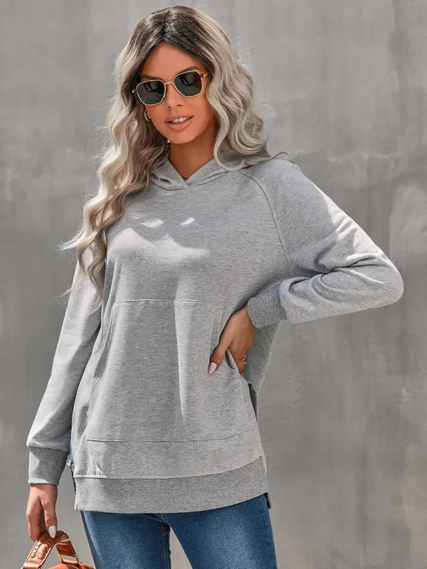 Women's Grey Side Split Hoodie