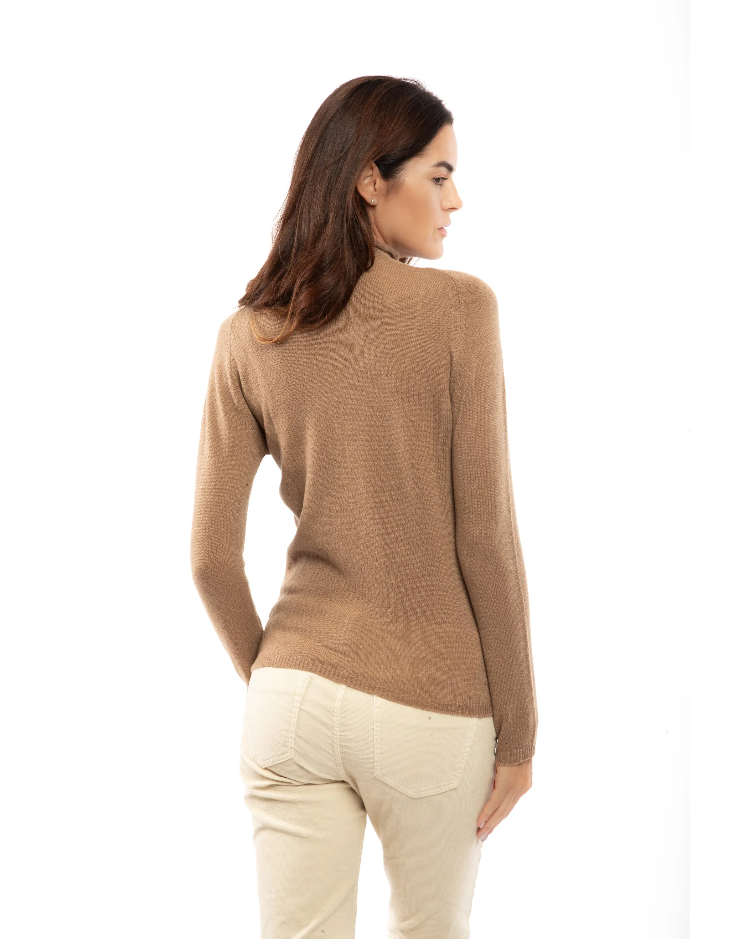 Women's Ultralight Cashmere Raglan Turtleneck Camel