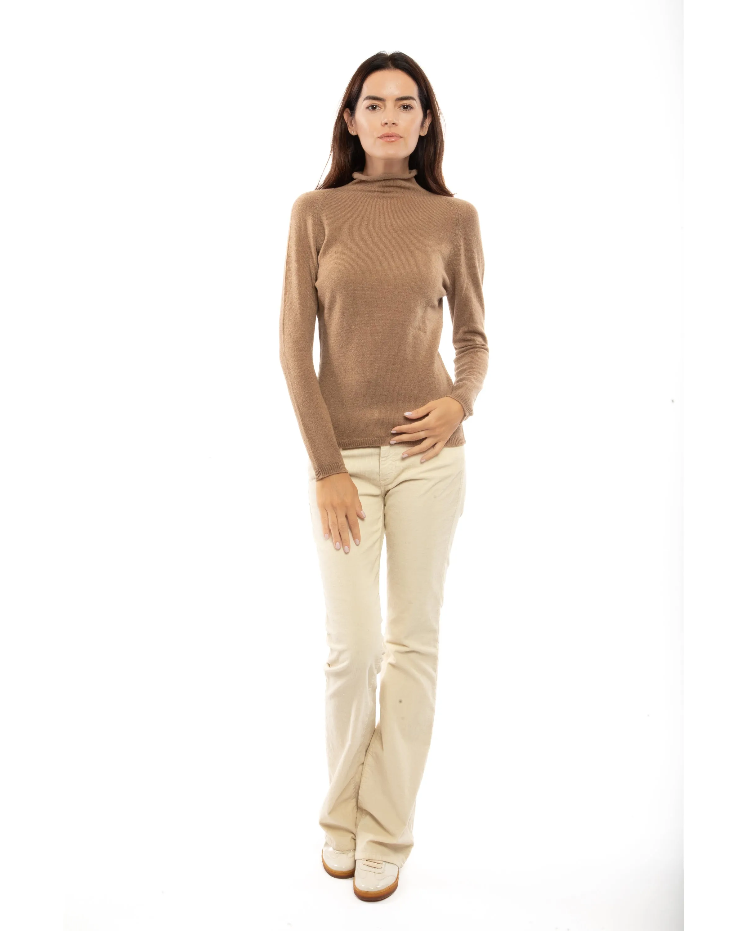 Women's Ultralight Cashmere Raglan Turtleneck Camel