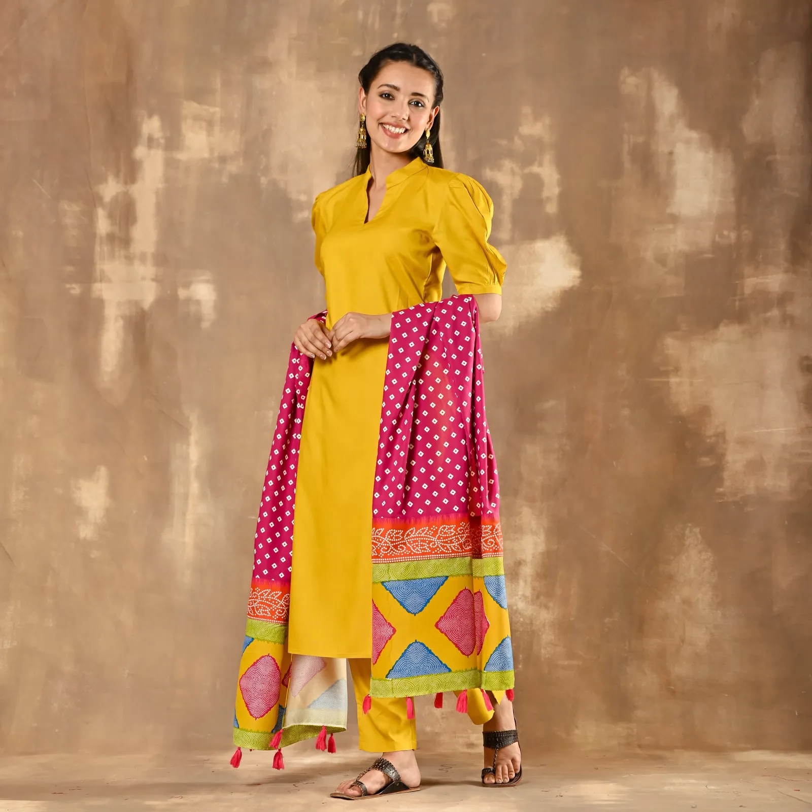 Yellow Kurta Set for women with Dupatta