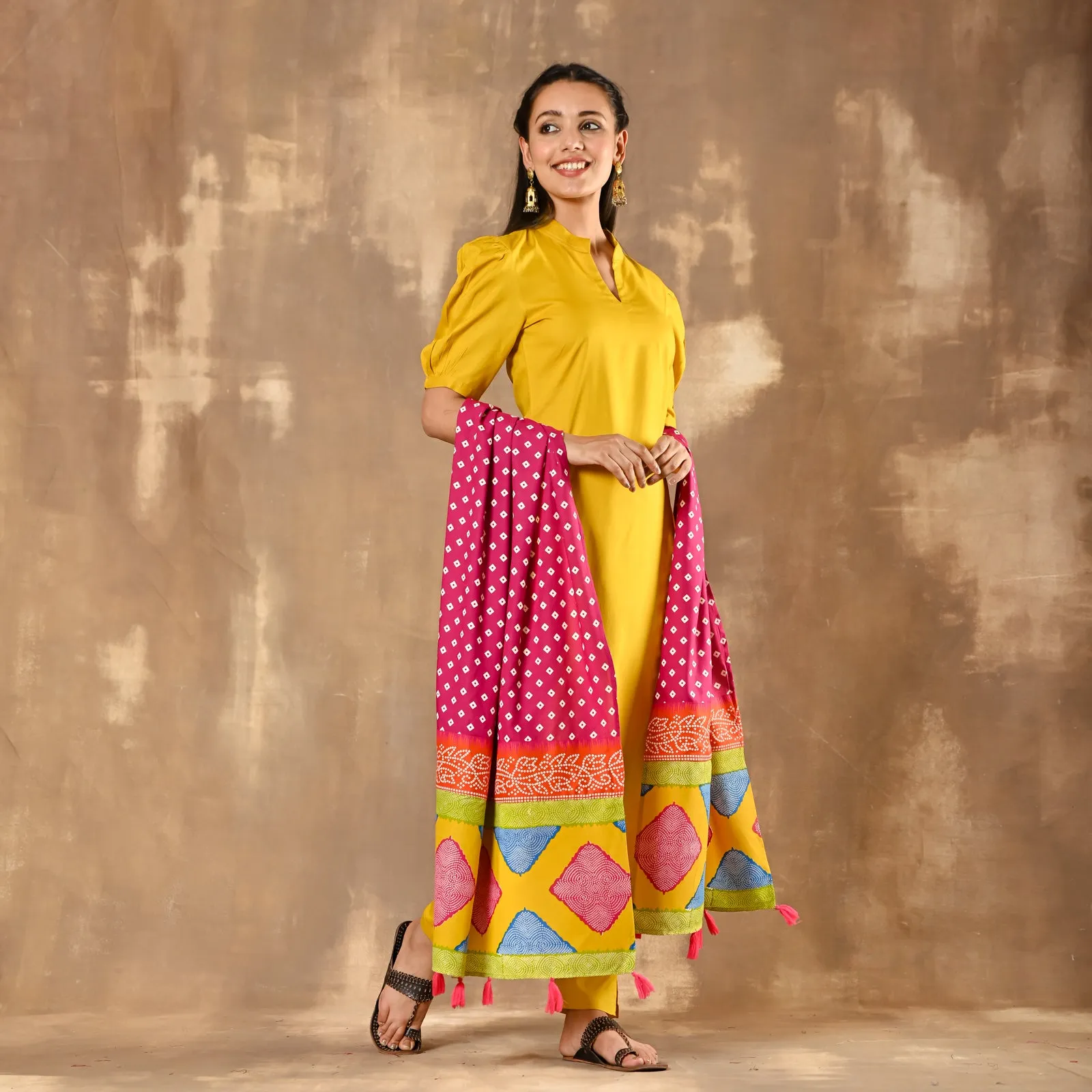 Yellow Kurta Set for women with Dupatta