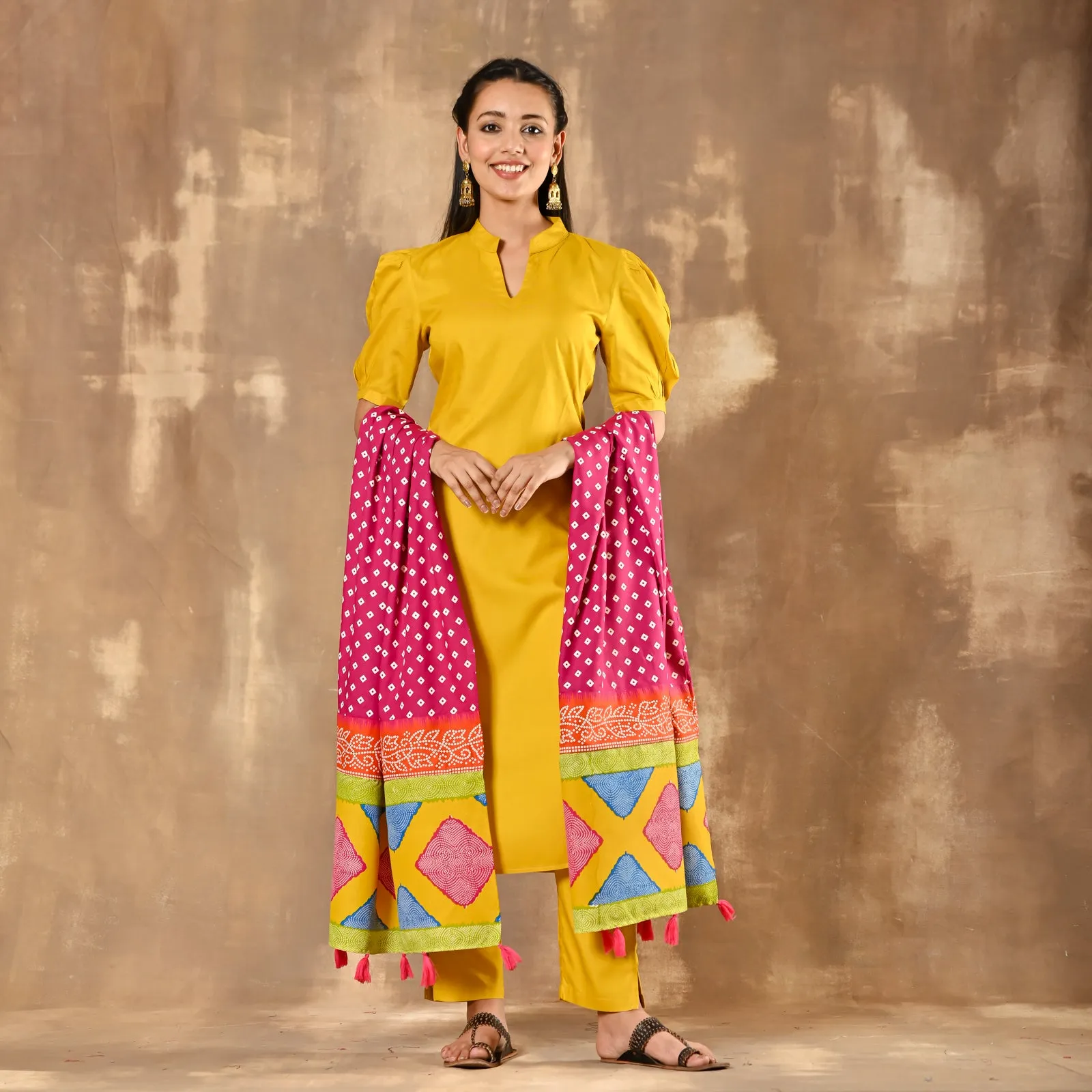 Yellow Kurta Set for women with Dupatta