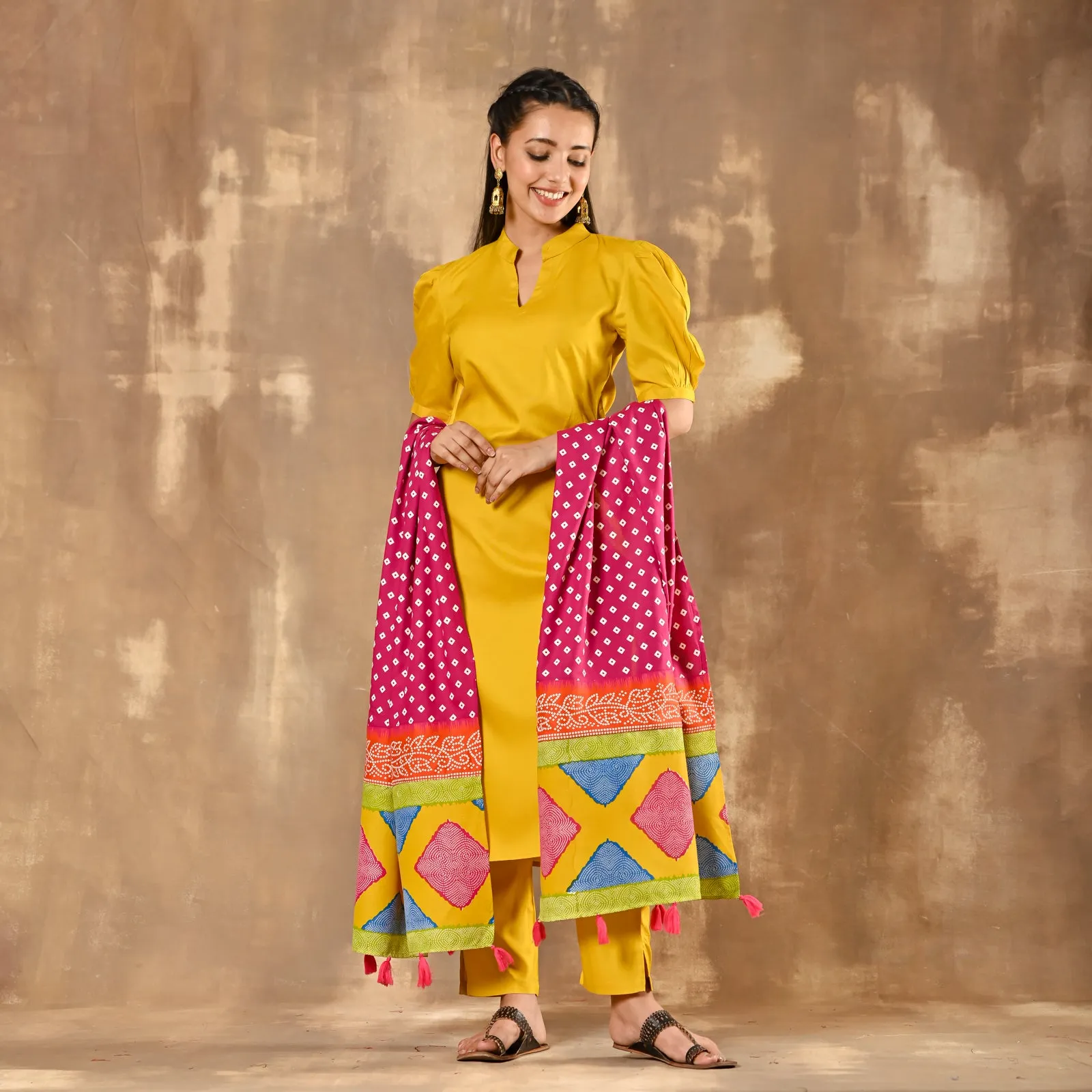 Yellow Kurta Set for women with Dupatta