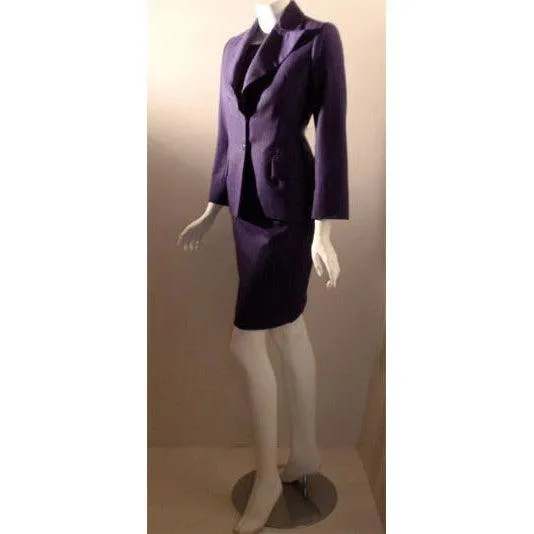 YVES SAINT LAURENT 1990s 3 pc Purple Pinstripe Suit Set | Size 38