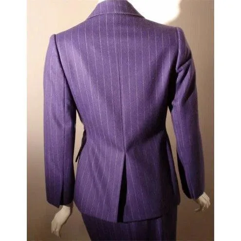 YVES SAINT LAURENT 1990s 3 pc Purple Pinstripe Suit Set | Size 38