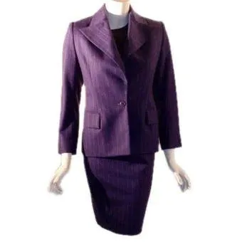 YVES SAINT LAURENT 1990s 3 pc Purple Pinstripe Suit Set | Size 38