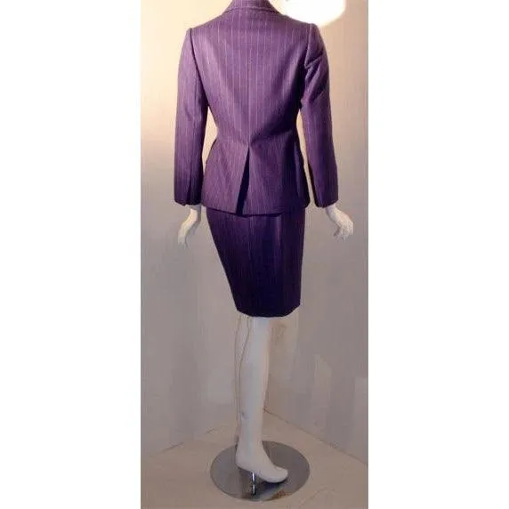 YVES SAINT LAURENT 1990s 3 pc Purple Pinstripe Suit Set | Size 38